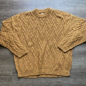 Free People FP Cable Knit Sweater Yellow Mustard Size Small